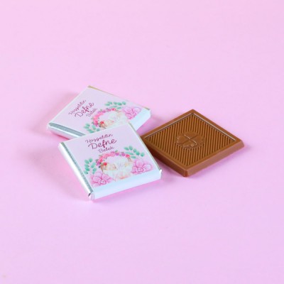 Etiket Baskılı Kız Bebek Çikolatası (Düz Metal Yuvarlak Kutu) 50 Adet Madlen+Kolonya Hediyeli - 7
