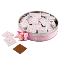 Etiket Baskılı Kurdeleli Biblolu Kız Bebek Çikolatası (Metal Yuvarlak Kutu) 50 Adet Madlen - 15
