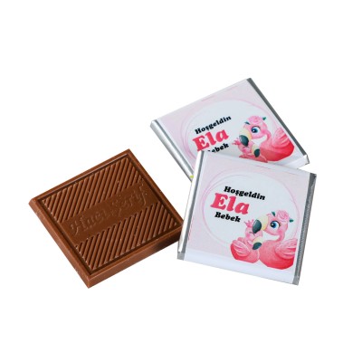 Etiket Baskılı Kurdeleli Biblolu Kız Bebek Çikolatası (Metal Yuvarlak Kutu) 70 Adet Madlen - 10