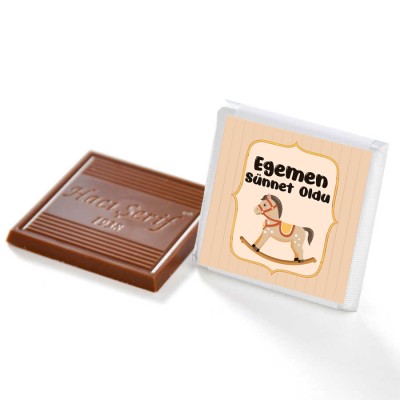 Etiket Baskılı Sünnet Çikolatası (Düz Metal Yuvarlak Kutu) 70 Adet Madlen + Kolonya Hediyeli - 1