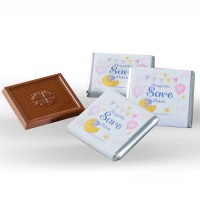 (Yeni) Etiketli Kız Bebek Çikolatası (Metal Yuvarlak Kutu) 50 Adet Madlen Çikolata+Gül Suyu+Afiş - 4