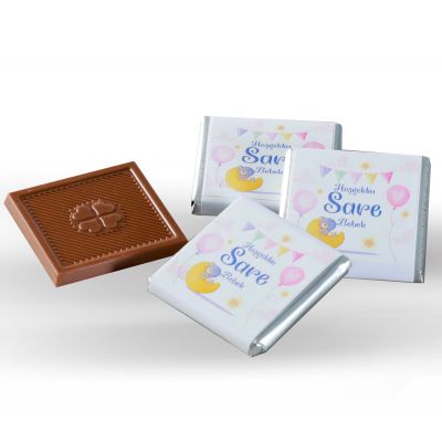 (Yeni) Etiketli Kız Bebek Çikolatası (Metal Yuvarlak Kutu) 50 Adet Madlen Çikolata+Gül Suyu+Afiş - 4