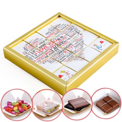 Farklı Dillerde Seni Seviyorum 16'lı Puzzle 4 Farklı Lezzet (Gold Kutu) - Hacı Şerif