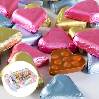 Fındıklı Çikolata Kalpli 450g Asetat Kutu (Renkli Sargı) - 1