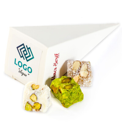 Firmalara Özel Kurumsal Promosyon Logolu Beyaz Küçük Külah Çifte Kavrulmuş Lokum - 1