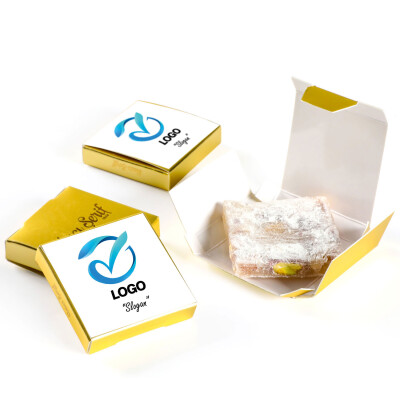Firmalara Özel Kurumsal Promosyon Logolu (Gold Kutu) Çifte Kavrulmuş Lokum Adet - Hacı Şerif