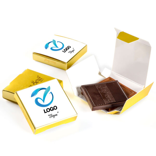 Firmalara Özel Kurumsal Promosyon Logolu (Gold Kutu) Sütlü Bitter Madlen Çikolata Adet - 1