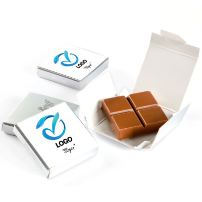 Firmalara Özel Kurumsal Promosyon Logolu (Gümüş Kutu) Nota Çikolata (Tekli Kutu) - Hacı Şerif