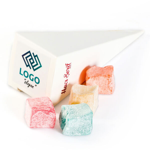 Firmalara Özel Promosyon Kurumsal Logolu Beyaz Küçük Külah Mini Meyveli Kuş Lokum - 1