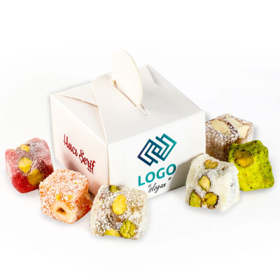 Firmalara Özel Promosyon Kurumsal Logolu (Büyük Kutu) 6 Adet Çifte Kavrulmuş Lokum - Hacı Şerif