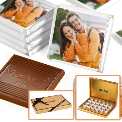 Fotoğraflı Hediye 48 Adet Madlen Çikolata Gold Kutu - Hacı Şerif