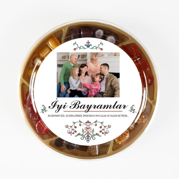 Fotoğraflı Bayram Hediyesi El Yapımı Karışık Akide Şekeri 400g (Yuvarlak Kutu) - 2