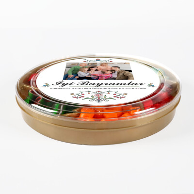 Fotoğraflı Bayram Hediyesi Meyve Aromalı Karışık Akide Şekeri Şöleni 400g (Yuvarlak Kutu) - 3