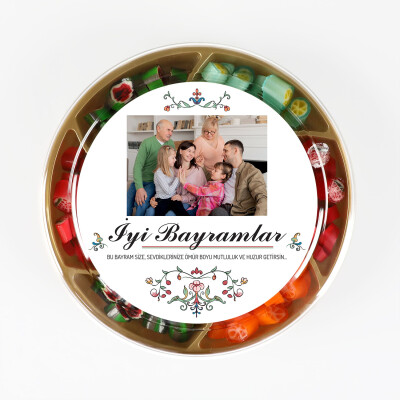 Fotoğraflı Bayram Hediyesi Meyve Aromalı Karışık Akide Şekeri Şöleni 400g (Yuvarlak Kutu) - 2