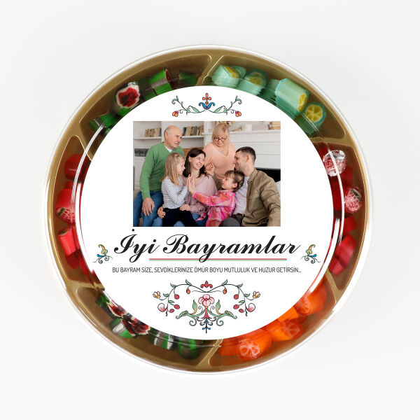 Fotoğraflı Bayram Hediyesi Meyve Aromalı Karışık Akide Şekeri Şöleni 400g (Yuvarlak Kutu) - 2
