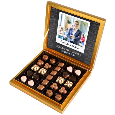 Fotoğraflı İsimli Öğretmenler Günü Hediyesi Special Çikolata 285g (Gold Kutu) - 1