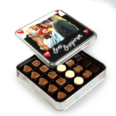 Fotoğraflı Sevgiliye Hediye Special Çikolata (Metal Kutu) Model:2 - 1