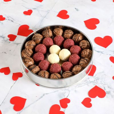 Fotoğraflı Sevgiliye Hediye Karışık Special Truffle Çikolata (Yuvarlak Metal Kutu) Model:2 - 2