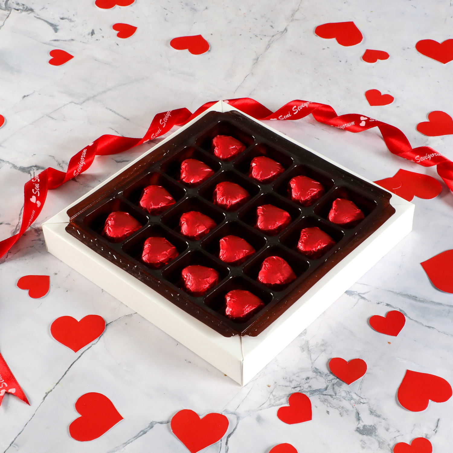 Fotoğraflı Sevgiliye Hediye Yaldızlı Kalp Çikolata Model:2 - 2