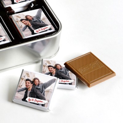 Fotoğraflı Sevgiliye Doğum Günü Hediyesi 32 Adet Madlen Çikolata Metal Kutu - 2