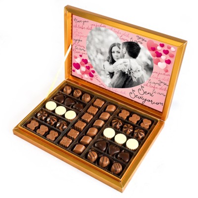 Fotoğraflı Sevgiliye Hediye Special Çikolata 480g (Gold Kutu) - Thumbnail