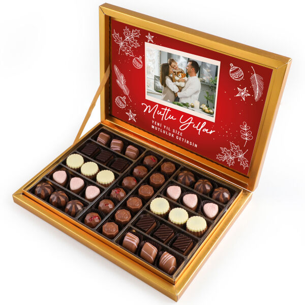 Fotoğraflı Yılbaşı Hediyesi Special Çikolata 480g (Gold Kutu) - 1