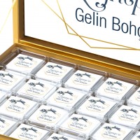 Gelin Bohçası 48 Adet Madlen Çikolata Gold Kutu - 3