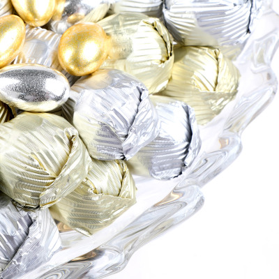 Gold Ayaklı Yaprak Cam Tabak Söz Nişan Kız İsteme Çikolatası - 3