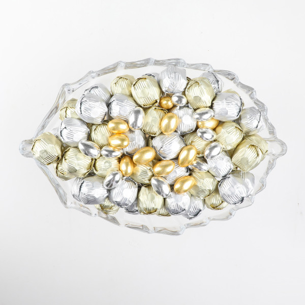 Gold Ayaklı Yaprak Cam Tabak Söz Nişan Kız İsteme Çikolatası - 4