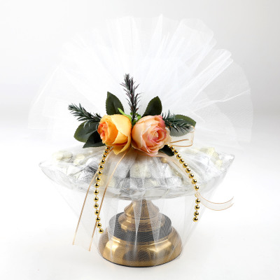 Gold Ayaklı Yaprak Cam Tabak Söz Nişan Kız İsteme Çikolatası - 6