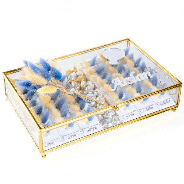 Gold Camlı Mavi Bebek Çikolata Sandığı (Büyük) - 1