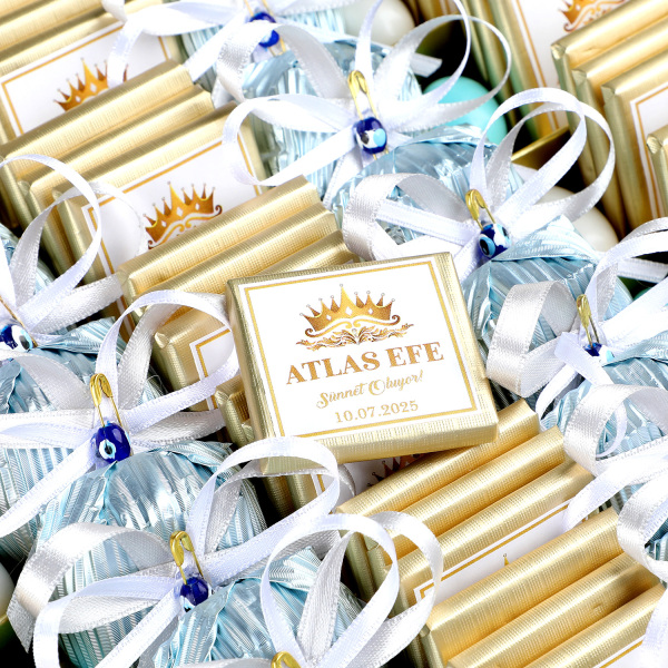 Gold Kutuda İsimli Sünnet Madlen Baton Çikolata ve Draje - 3