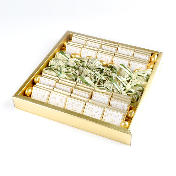 Gold Kutuda Nikah-Söz-Nişan Madlen Baton Çikolata ve Draje - 4