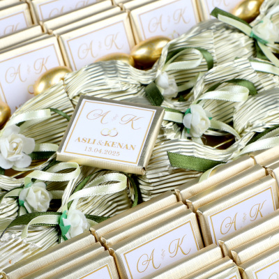 Gold Kutuda Nikah-Söz-Nişan Madlen Baton Çikolata ve Draje - 3