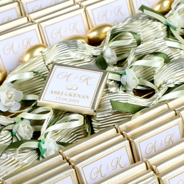 Gold Kutuda Nikah-Söz-Nişan Madlen Baton Çikolata ve Draje - 3