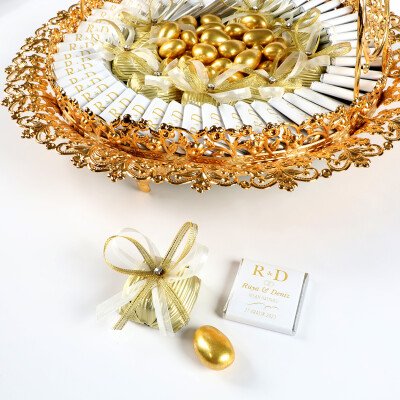 Gold Saplı Tepside Kız İsteme Nişan Çikolatası - 2