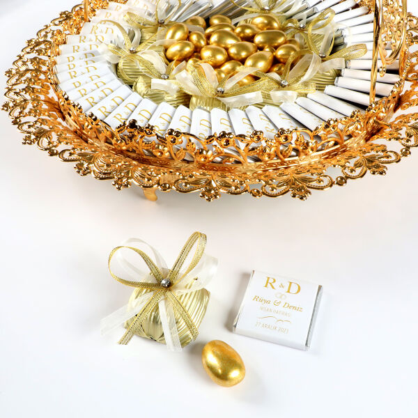 Gold Saplı Tepside Kız İsteme Nişan Çikolatası - 2