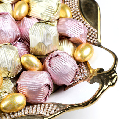 Gold Tabak Taşlı Söz Nişan Çikolatası - 6