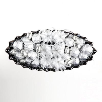 Gümüş Ayaklı Oval Cam Tabak Söz Nişan Kız İsteme Çikolatası - 7