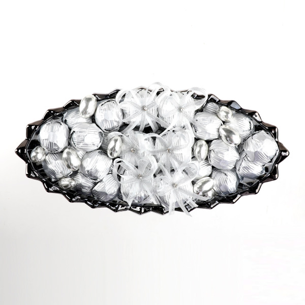 Gümüş Ayaklı Oval Cam Tabak Söz Nişan Kız İsteme Çikolatası - 7