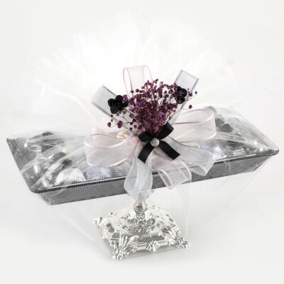 Gümüş Ayaklı Tabak Kız İsteme Çikolatası (Cam) - 1