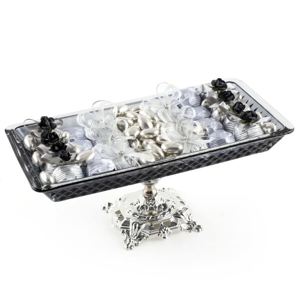 Gümüş Ayaklı Tabak Kız İsteme Çikolatası (Cam) - 2