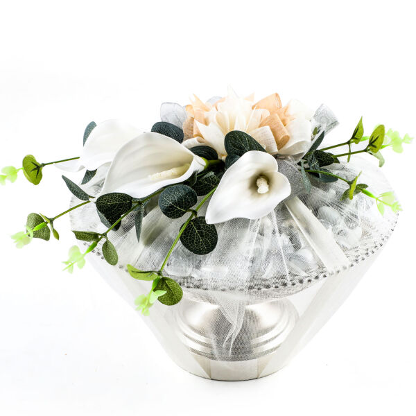 Gümüş Cam Ayaklı Tabak Kız İsteme Çikolatası - 1