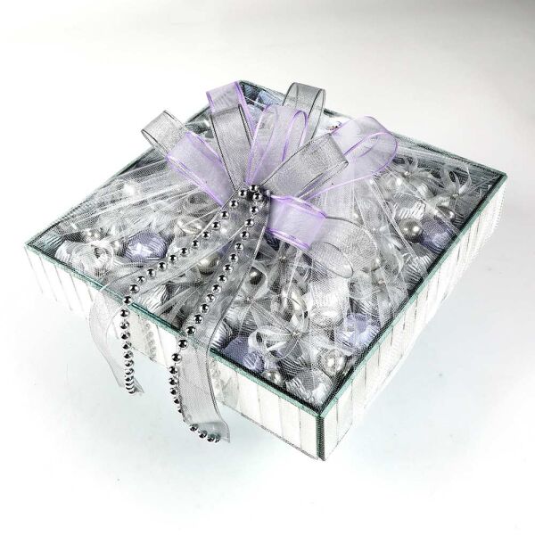 Gümüş Renk Ayaklı Aynalı Sunumlukta Kız İsteme Söz Nişan Çikolatası - 4