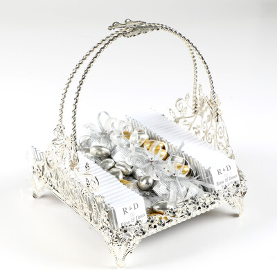 Gümüş Renk Aynalı Kare İsimli Kız İsteme Sepeti Söz Nişan Çikolatası - 3