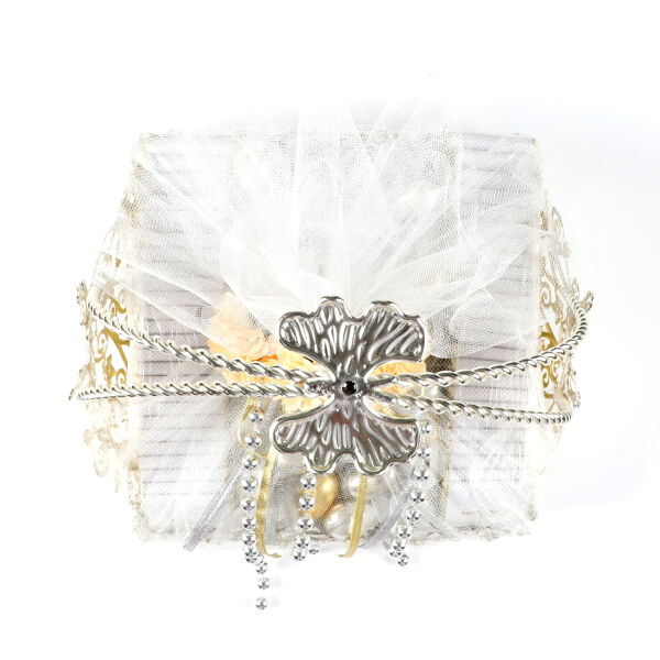 Gümüş Renk Aynalı Kare İsimli Kız İsteme Sepeti Söz Nişan Çikolatası - 6