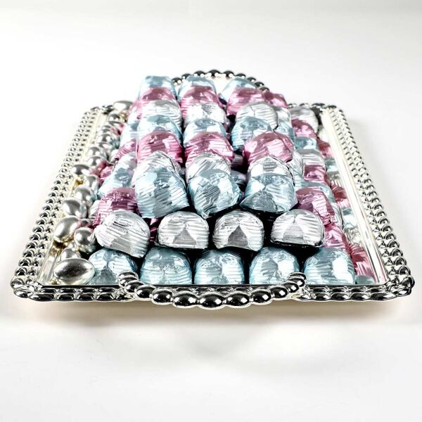 Gümüş Tepside Kristal Kız İsteme Söz Nişan Çikolatası - 4