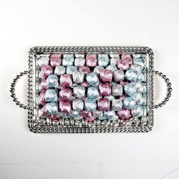 Gümüş Tepside Kristal Kız İsteme Söz Nişan Çikolatası - 5