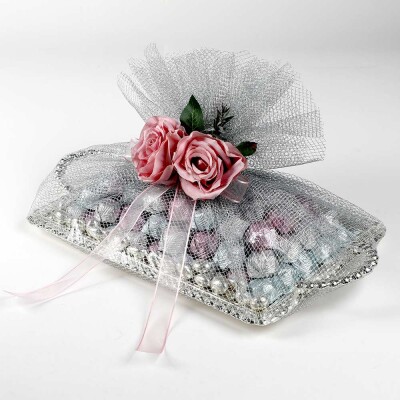 Gümüş Tepside Kristal Kız İsteme Söz Nişan Çikolatası - 6