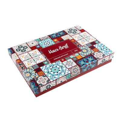 İçi Dışı Antep Fıstıklı Çikolatalı Bohça Lokum (Motif Desenli Kutu) 750g - 5
